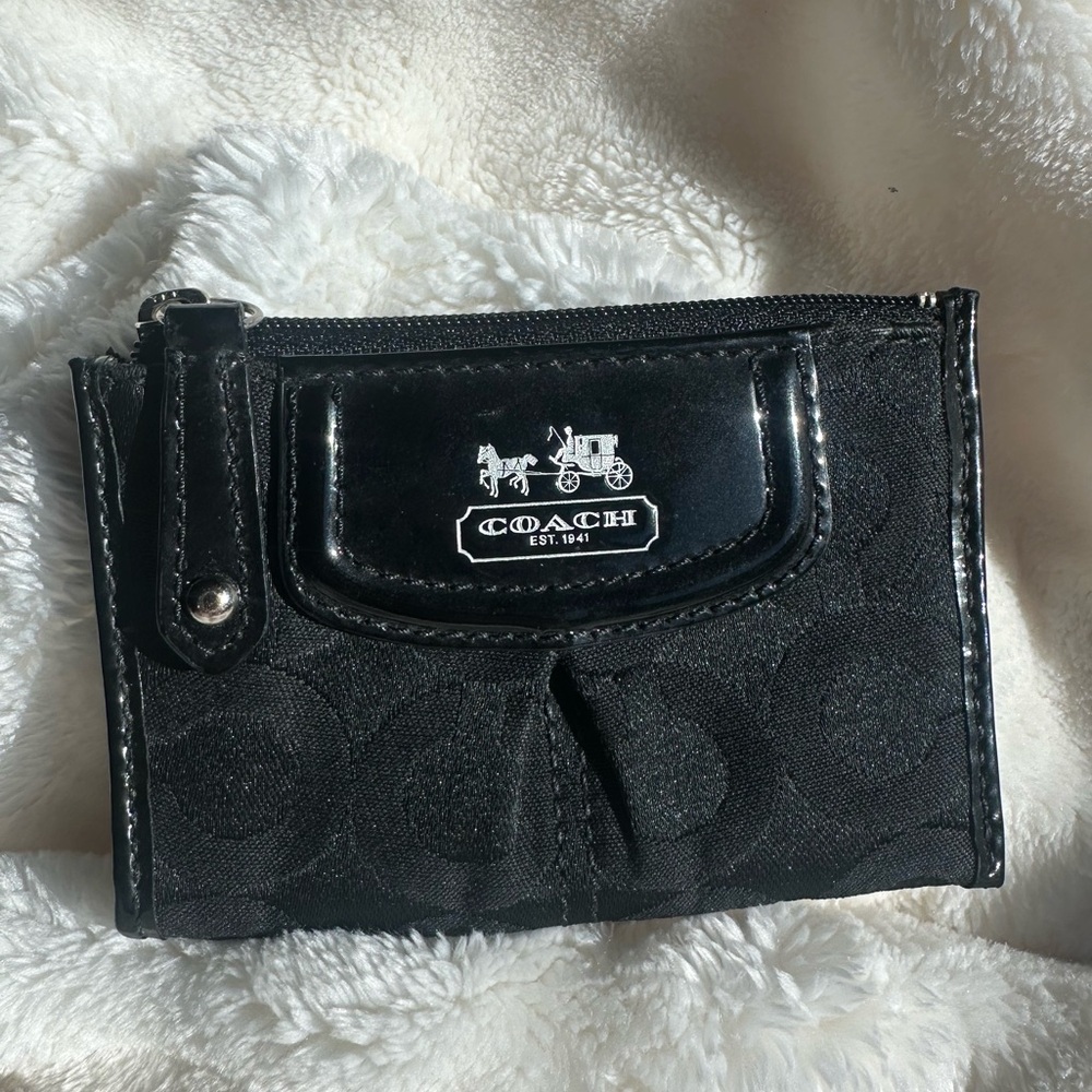 Coach Black Signature C Canvas Coin Purse/Card Holder